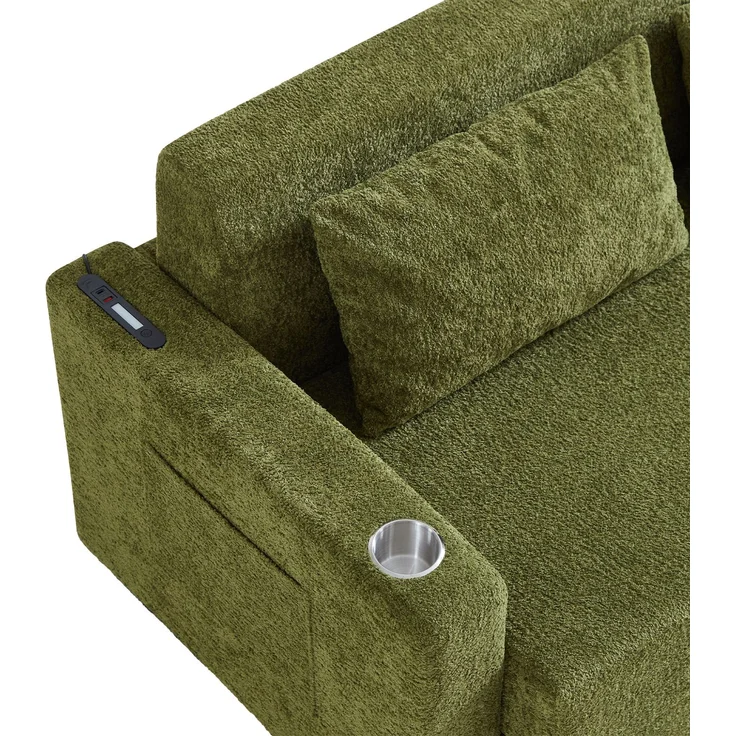 ZUBALIYA SchlafSofa mit USB - Anschluss, mit Samtbezug, mit breiten Armlehnen, mit Schaumstoffpolsterung, aus Samt – Bild 14