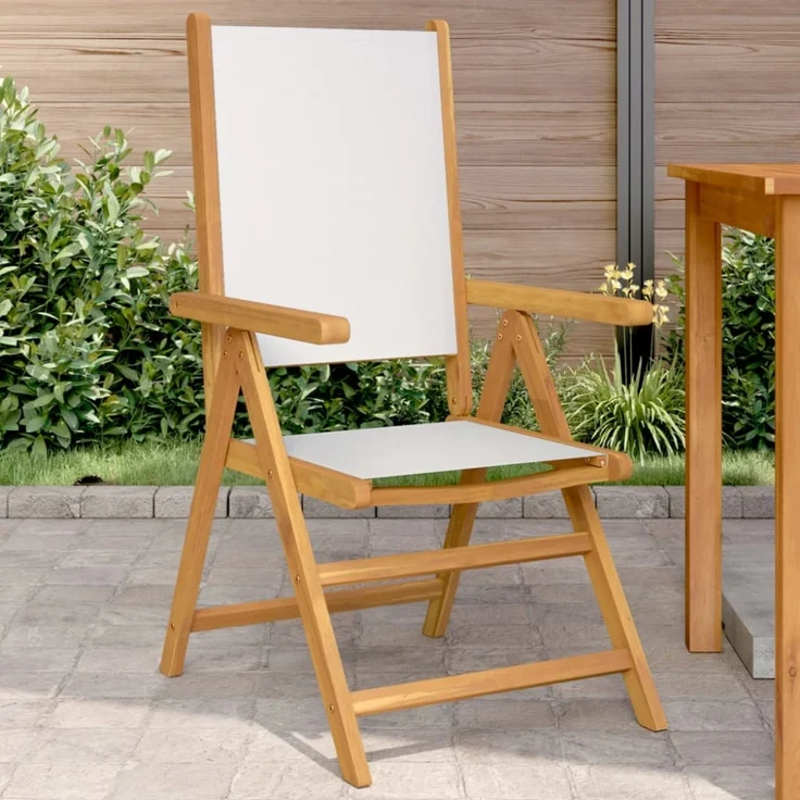 vidaXL Gartenstühle 2 Stk. Cremeweiß Massivholz Akazie & Stoff 367657 – Bild 1
