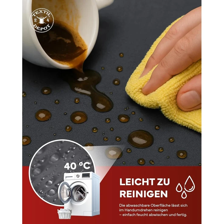 texpot Tischdecke 160 cm rund Dunkelgrau Leinenoptik Lotuseffekt Fleckschutz Bügelfrei Tischtuch – Bild 4