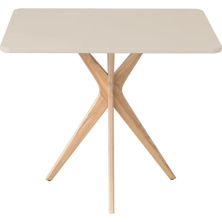 Ragaba kleiner rechteckiger Esstisch, MDF & Massives Eschenholz, 80x55 cm, Braun Beige