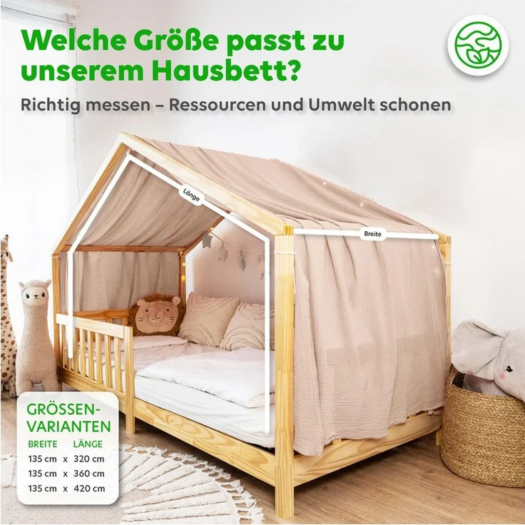lilimaus Betthimmel, Musselin Baumwolle, Beigerosa, 135 x 320cm – Bild 3