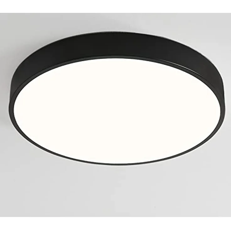Natsen Deckenleuchte Runde LED Deckenlampe, 96W, Voll dimmbar, Warmweiß bis Kaltweiß, Schlafzimmer Lampe Küchenlampe 50x50x5 cm,Schwarz – Bild 2