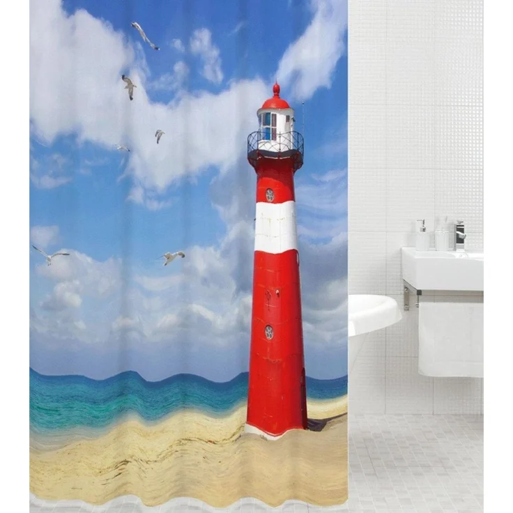 Sanilo Duschvorhang Leuchtturm 180x200 cm, 100% wasserdicht, Anti-Schimmel-Effekt, hochwertige Qualität – Bild 5