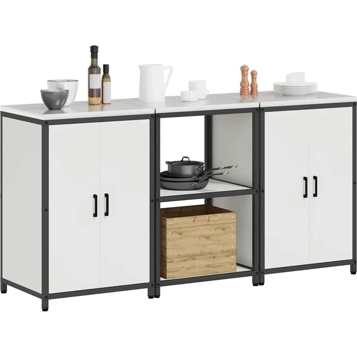 vidaXL Aufbewahrungsset für die Küche HATTEM 3 stk. Weiß 3392695 – Bild 3