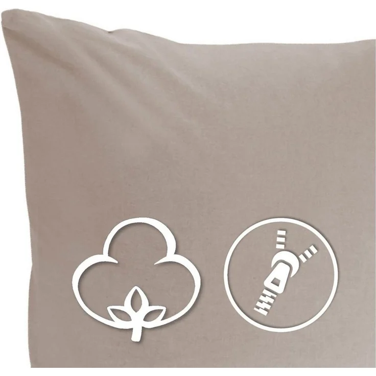 MOON Kissenbezug / Seitenschläferkissenbezug, 2er Pack, 100% Baumwolle, Linon, Taupe, 30x50 – Bild 3