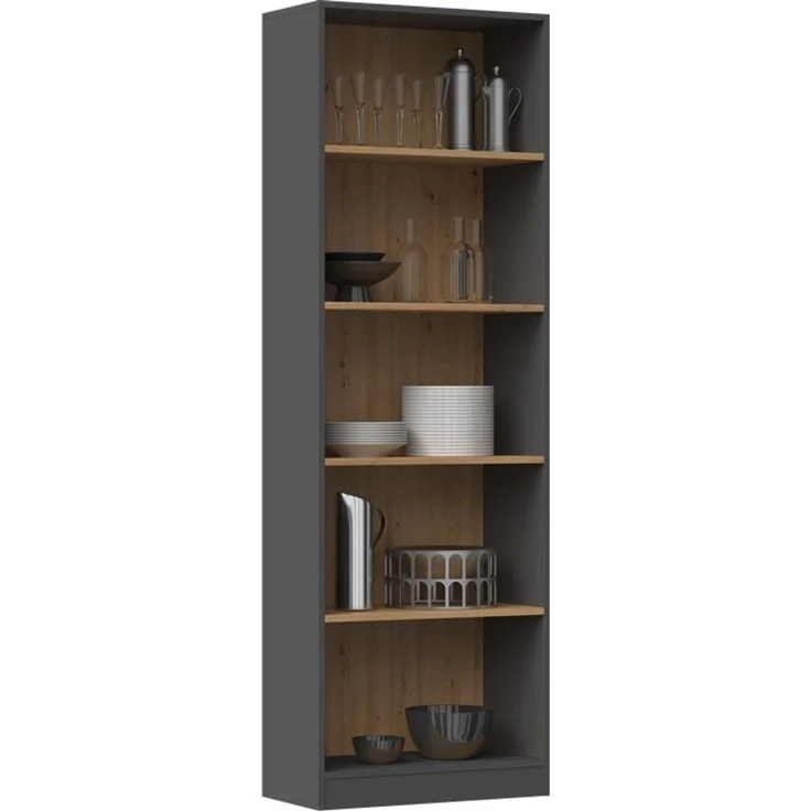 ibonto BÜCHERREGAL Laminierte ANTHRAZIT / ARTISAN EICHE Erhältlich in verschiedenen Größen (H 182 x T 30 x B 60 cm) – Bild 2