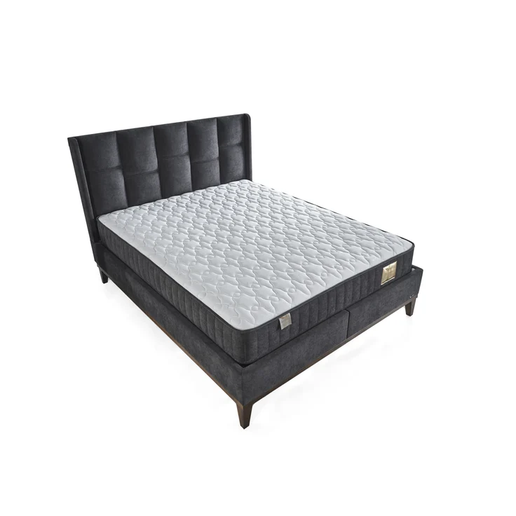 Schlafzimmer-Set "Rina" – Bett mit Bettkasten und Matratze , Nachttisch, Bettbank-Anthrazit – Bild 5