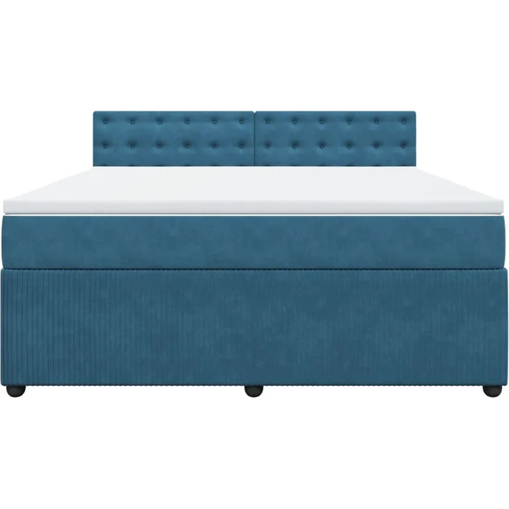 vidaXL Boxspringbett mit Matratze Blau 180x200 cm Samt 3287822 – Bild 3