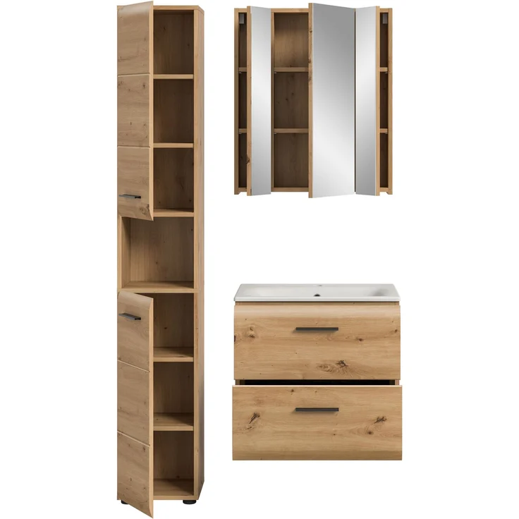 Badkombination (B/H/T: 105x185x46 cm) in Artisan Oak Nachbildung und Artisan Oak Nachbildung – Bild 3