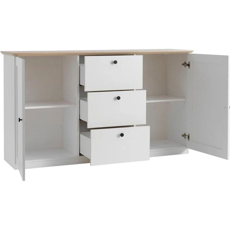OTTO home Sideboard Brest, Schrank im Landhausstil, Kommode, zeitloses Stauraumelement, schwarze Metallgriffe, ausreichend Stauraum, 164 cm breit – Bild 4