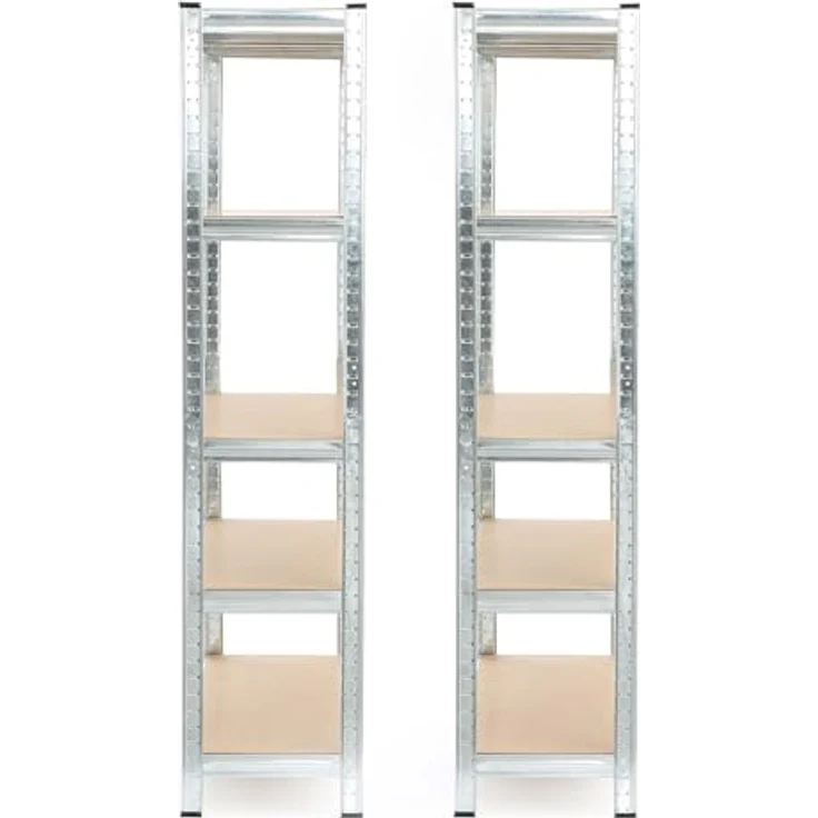 Wiltec Set 2X Schwerlastregal 180 x 90 x 40 cm, 875 kg Gesamtlast, Steckregal verzinkt aus Stahl, Lastenregal mit 5 Ablagen, Werkstattregal – Bild 8