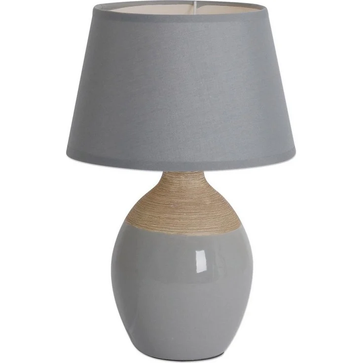 näve Tischleuchte Talia, ohne Leuchtmittel, Keramik, E14 max. 60W, Kippschalter, 2- farbiger Fuß (grau und natur) – Bild 1