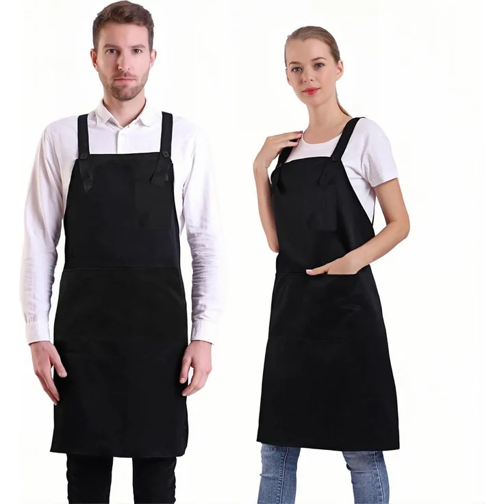 Schürze verstellbar Tasche Damen Herren Küche Kochen Schwarz