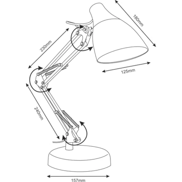Virone DIAN Schreibtischlampe E27, flexible Stahlbefestigung, Kabellänge 110 cm, flimmerfrei, rot – Bild 4