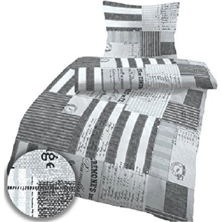 soma Biber Bettwäsche 2 teilig Bettbezug 135x200 cm Kopfkissenbezug 80x80 cm Karo anthrazit – Bild 5