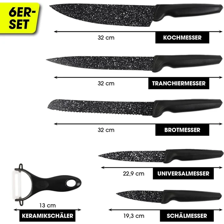 GOURMETmaxx Messer-Set 6-tlg, Küchenmesser-Set (6-tlg), für müheloses Schneiden von Gemüse, Fleisch, Fisch, Brot – Bild 2