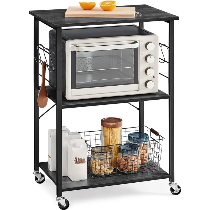 Songmics 'Vasagle' Servierwagen mit 3 Regalböden, Metall, ebenholzfarben-schwarz, 40 x 60 x 89 cm – Bild 1