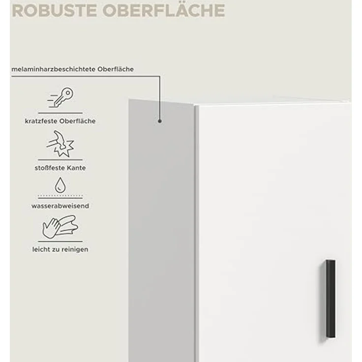 xonox. home – Wohnwand The One 75x34x34 cm in Weiß Nachbildung – Kompaktes Hängeregal mit 1 Tür, 1 Klappe und 5 Fächern – Modernes Design mit offenem Fach für Deko & vielseitigem Stauraum im Flur – Bild 7