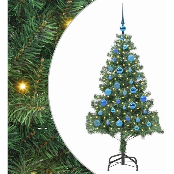vidaXL Weihnachtsbaum mit LED-Beleuchtung Grün 150 cm PVC und Stahl 3396374 – Bild 2