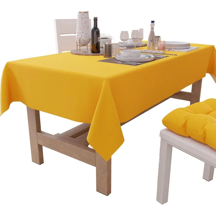 PETTI Artigiani Italiani - Rechteckige Tischdecke, Elegante Tischdecke, einfarbige Baumwolltischdecke, Küchentischdecke, gelbe Tischdecke X12-Sitzer (140x240 cm), 100% Made in Italy
