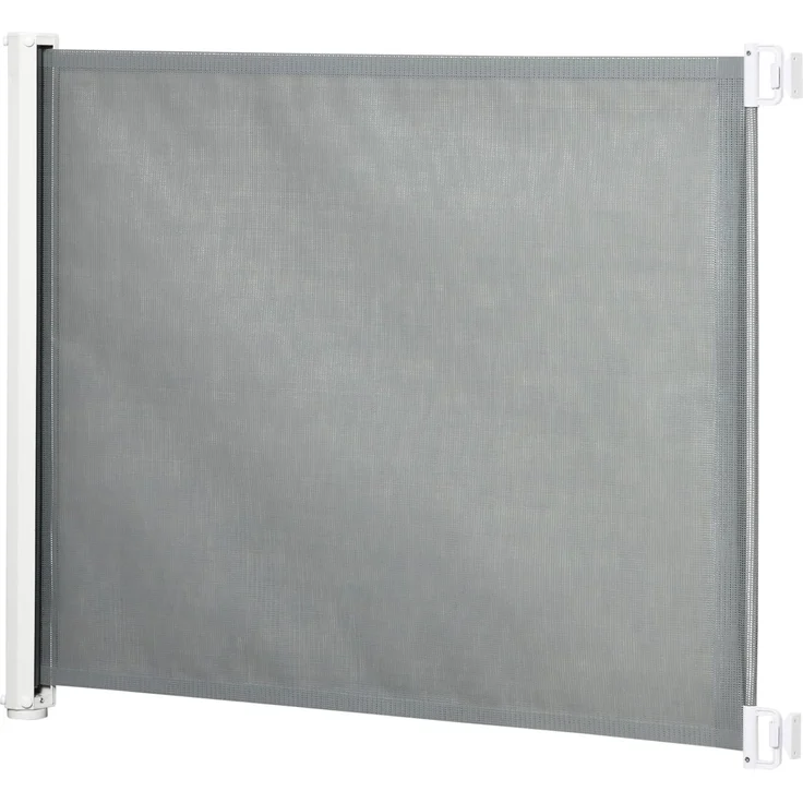 PawHut Hunde Türschutzgitter Treppenschutzgitter Treppenschutz Sicherheitstrennwand Trennwand Türschutz Treppenschutzgitter ausziehbar treppenschutzrollo Rollo Einrollbar PVC Grau 115x82,5 cm