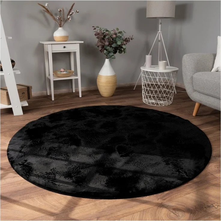 Paco Home Fellteppich Kunstfell Soft 380, rund, Höhe: 14 mm, Langflor, Kuschelteppich - besonders weich, Uni-Farben – Bild 1