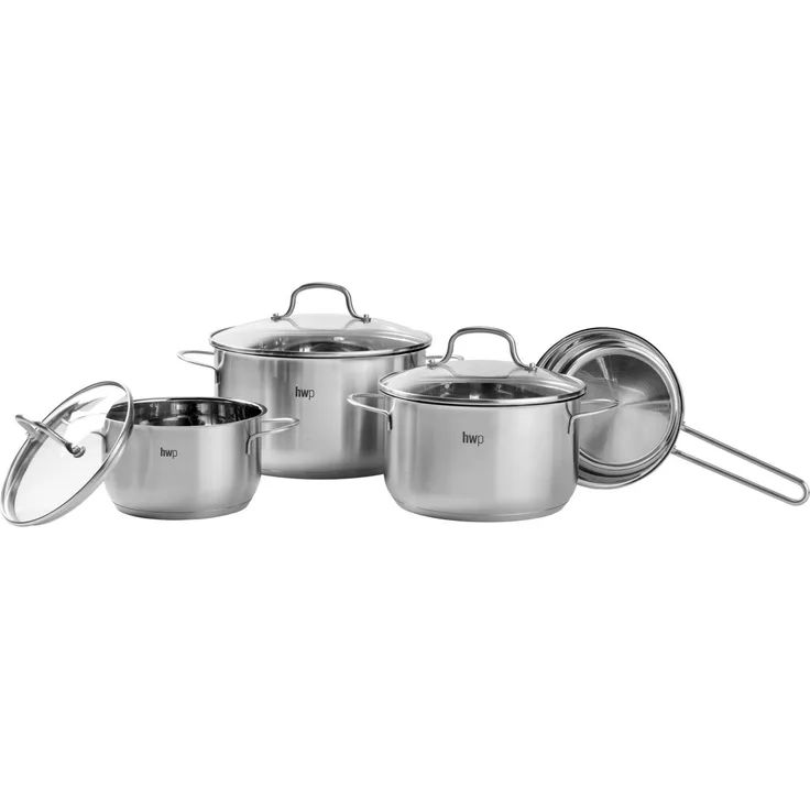 Homeware Topfset 4-tlg, Edelstahl edelstahl, für alle Herdarten geeignet, backofengeeignet