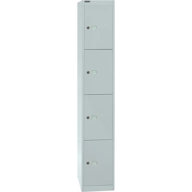 Bisley Schließfachschrank Office, 1 Abteil, 4 Fächer, T 457 mm, Farbe lichtgrau – Bild 2