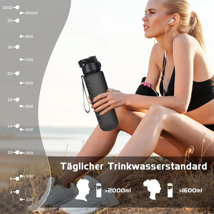 AOPREL Trinkflasche 1 Liter BPA-frei, auslaufsicher, für – Bild 6