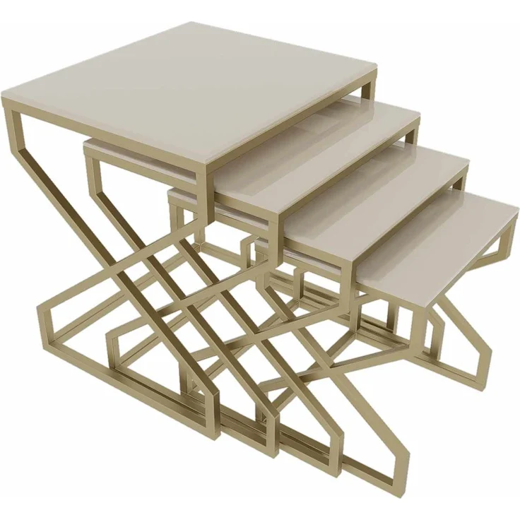 Skye Decor 'Ela - Gold, Cream' Satztisch (4-teilig), Gold / Creme, 50 x 55 x 45 cm – Bild 3