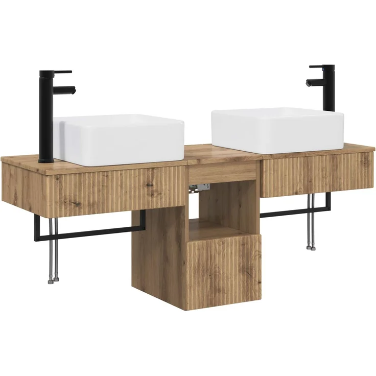 vidaXL Badezimmerschrank-Set 3 stk. Artisan-Eiche 130 x 41 x 80 cm 3405606 – Bild 2