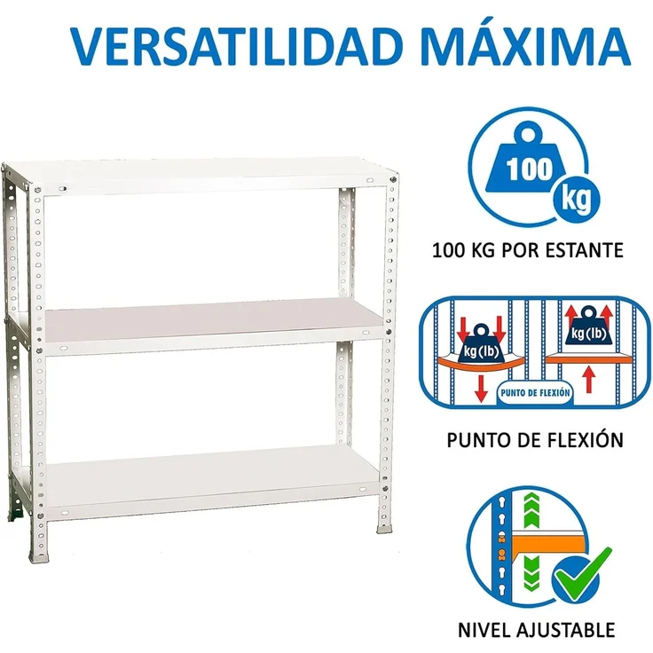 Simonrack Schwerlastregal, Lagerregal, 100 x 100 x 30 Metallregal, Kellerregal, Biegestelle 100 kg, 3 Fachböden, Weiss - Comfort – Bild 5