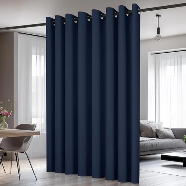 Deconovo Verdunkelnde Gardinen mit Ösen Blickdicht Türvorhang Dunkelblau | 1 Stück, H242 x B254 cm, Hitzeschutz Gardine, Blackout Curtain, Sichtschutz, Thermovorhang für Schlafzimmer und Wohnzimmer – Bild 1