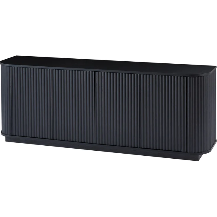 DESVIAE Sideboard mit 4 Türen und Wellenmuster 162,5x61x38 cm MDF Schwarz – Bild 7