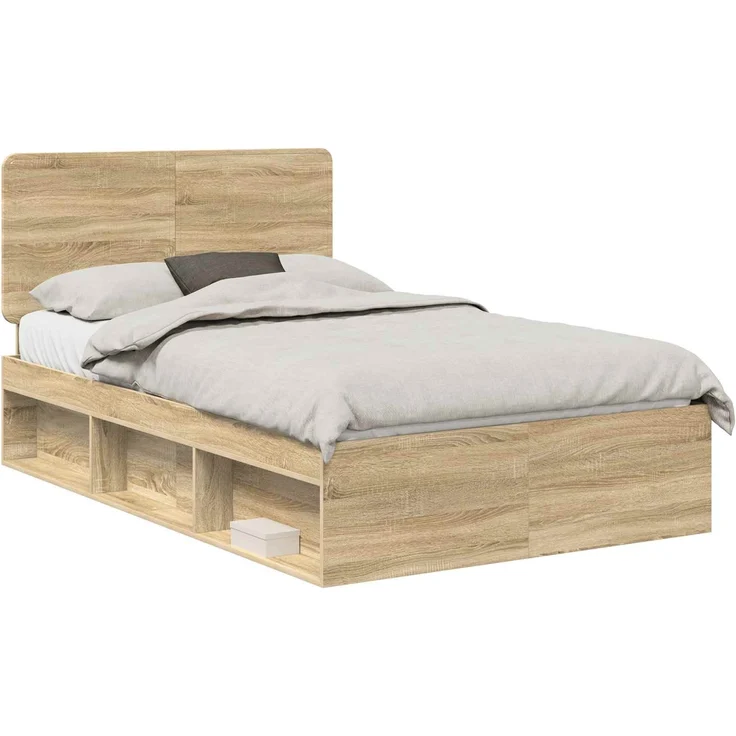 vidaXL Bettrahmen Sonoma 120 x 190 cm Massives Kiefernholz 3412517 – Bild 1