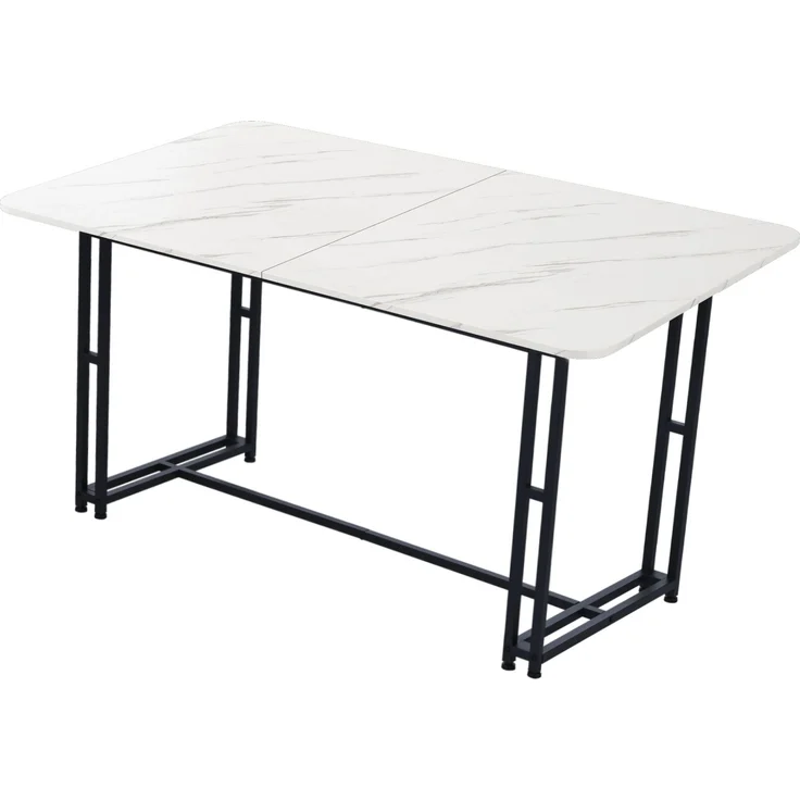 Esszimmer-Set 5-teilig Tisch 140x80 cm + 4 Grau Samtstühle Metallbeine moderner Küchentisch – Bild 8
