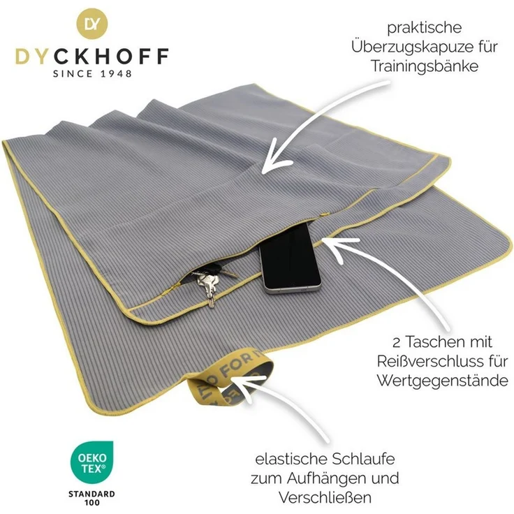 Dyckhoff Handtuch Mikrofaser Sporttuch Struktur, Microfaser (2-St), Mit Überstülpkapuze, Schnelltrocknend, Leicht, Reißverschlusstasche – Bild 3