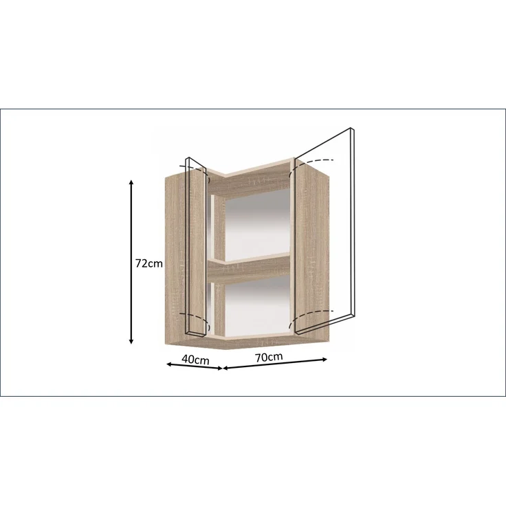 PREMIO 45G – Eckhängeschrank 70 × 40 cm, Beige Hochglanz – Bild 6