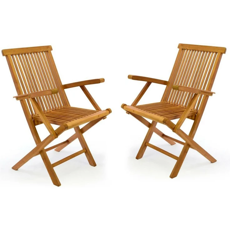 VCM Gartenstuhl 2er Gartenstuhl Hochlehner Klappstuhl Holz Teak – Bild 5