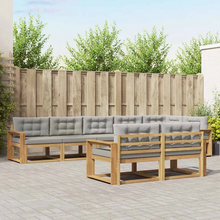 vidaXL Outdoor-Sofagarnitur 6 stk. 8-Sitzer Weiß und Hellgrau 3386625 – Bild 1