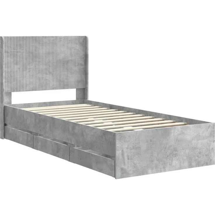 vidaXL Bettgestell mit Stauraum und Kopfteil Betongrau 90 x 190 cm 3413986 – Bild 4