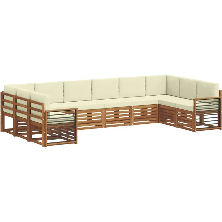 vidaXL Outdoor-Sofagarnitur 10 stk. 10-Sitzer Natur und Creme 3375570 – Bild 2