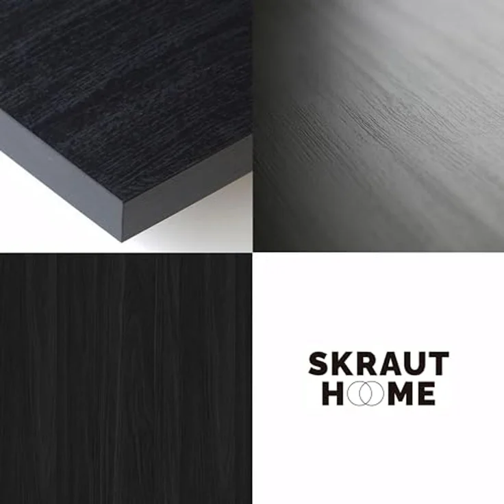 Skraut Home | Bücherregal Bibliothek | Bookshelf, Bookcase | 110 x 186 x 25 cm | Wohnzimmer, Esszimmer, Büro | Aufbewahrungsregal | Moderner Stil | Weiß und Schwarz – Bild 6
