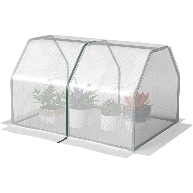 MELAYR, Mini Gewächshaus, wetterbeständig, leicht zu transportieren, 99 cm x 71 cm x 60 cm, Folientunnel, Grün, Weiß – Bild 2
