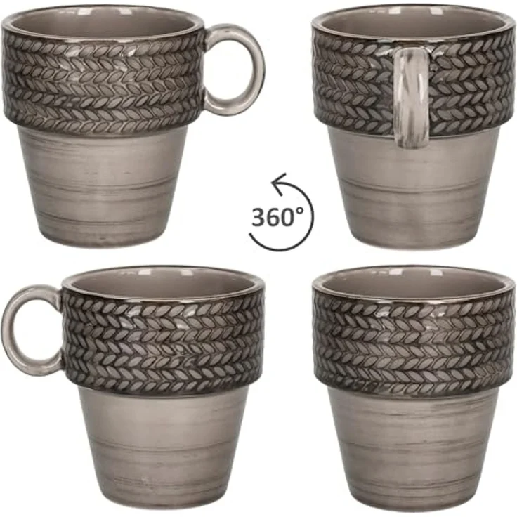 MÄSER Becher Mäser Prospero 6x Kaffeebecher 290ml braun Porzellantassen Tee Relief, Porzellan – Bild 4