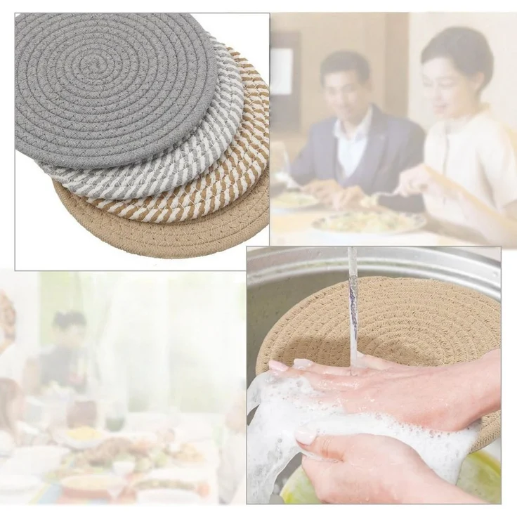 FOUORTUNATE-BEE Getränkeuntersetzer Getränkeuntersetzer 4er Set Runde Topfuntersetzer Hitzeschutz 20 cm, Untersetzer für Töpfe Teekannen Pfannen Küche Tisch Dekoration – Bild 3