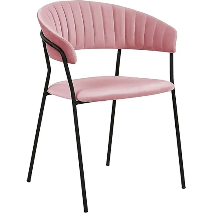 Esszimmerstuhl 2er Set MARIPOSA Samtstoff Rosa