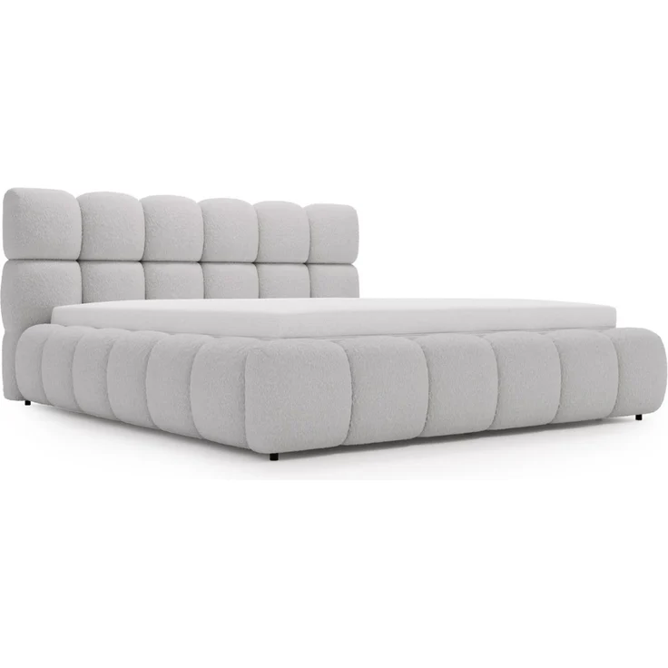 GRAINGOLD Modo Polsterbett 180x200, Doppelbett mit Kopfteil, groß Stauraum, Bouclé-Stoff, Hellgrau – Bild 2