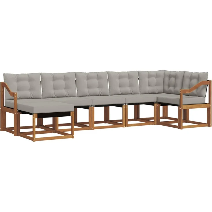 vidaXL Outdoor-Sofagarnitur 7 stk. 7-Sitzer Natur und Hellgrau 3368890 – Bild 2