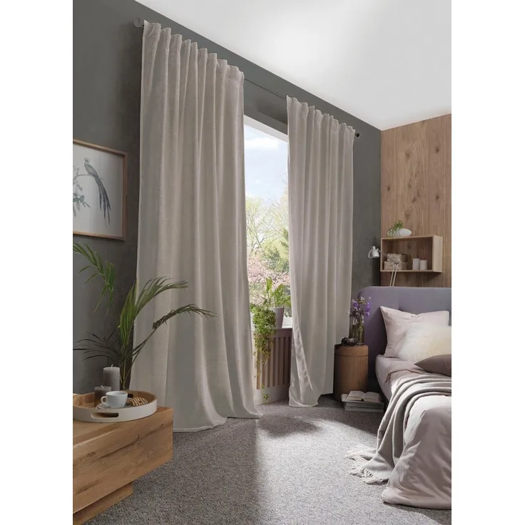 HOME WOHNIDEEN Gardine WOLLY, Multifunktionsband (1 St), blickdicht, Chenille, THERMOSCHAL CHENILLE UNI "WOLLY"